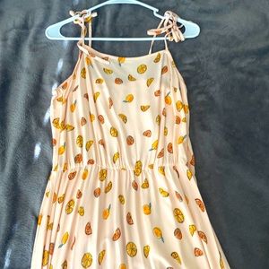 Long pink dress with oranges on it 🍊💖